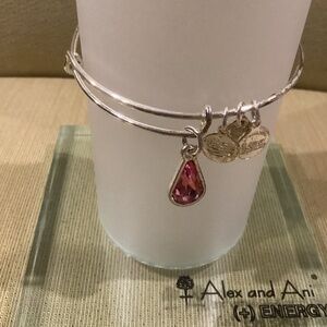 Alex And Ani “October” Birth Month Charm Bangle Bracelet with Swarovski Crystal